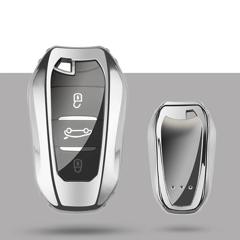 silver single shell Чехол для автомобильного ключа, брелок для peugeot 208 308 508 3008 5008 для Citroen C4 Picasso DS3 DS4 DS5 DS6 - Название цвета: silver single shell