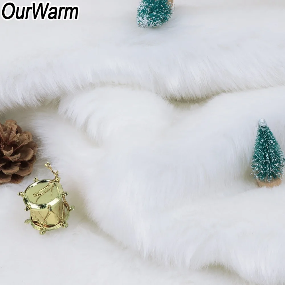 OurWarm 15x72 дюймов белая Рождественская скатерть из искусственного меха рождественские украшения для дома Обеденный стол украшение Новогоднее