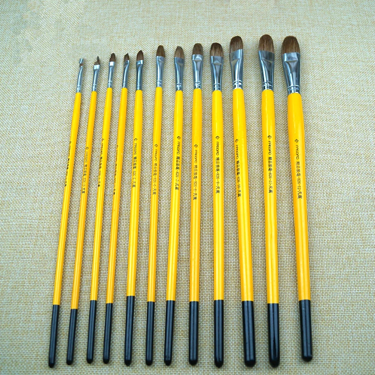 

Exquisite 12pcs Oil Painting Brush Set Durable Weasel Hair Painting Brush Lanscape Watercolor Art Paint Brushes Pen