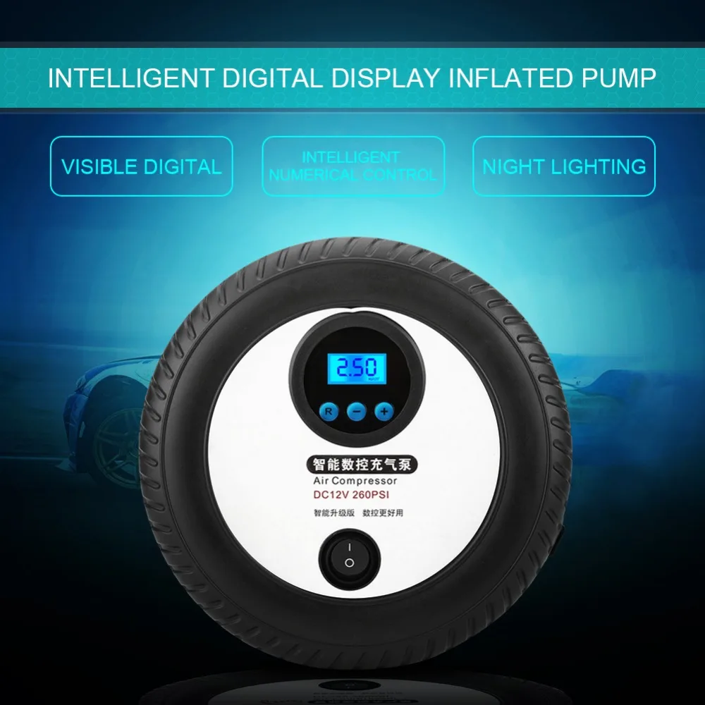 1 шт. 12 В насос для накачки шин цифровой портативный автомобильный воздушный