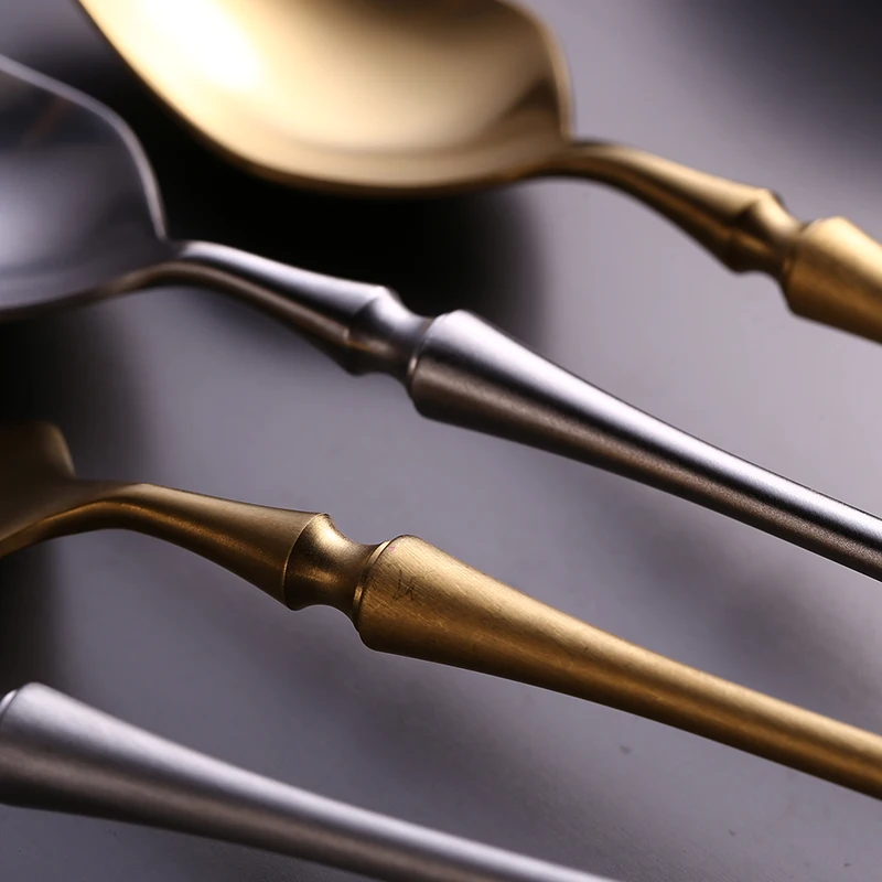 Набор столовых приборов JueQi из нержавеющей стали золотистого цвета для кемпинга