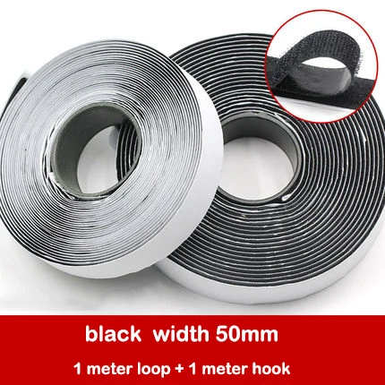 black 50mm 1meter 1 м самоклеящийся крючок петля крепежа нейлоновая наклейка диски лента швейная клейкая лента с клеем черный белый 16/20/25/30/50/100/110 мм - Цвет: black 50mm 1meter