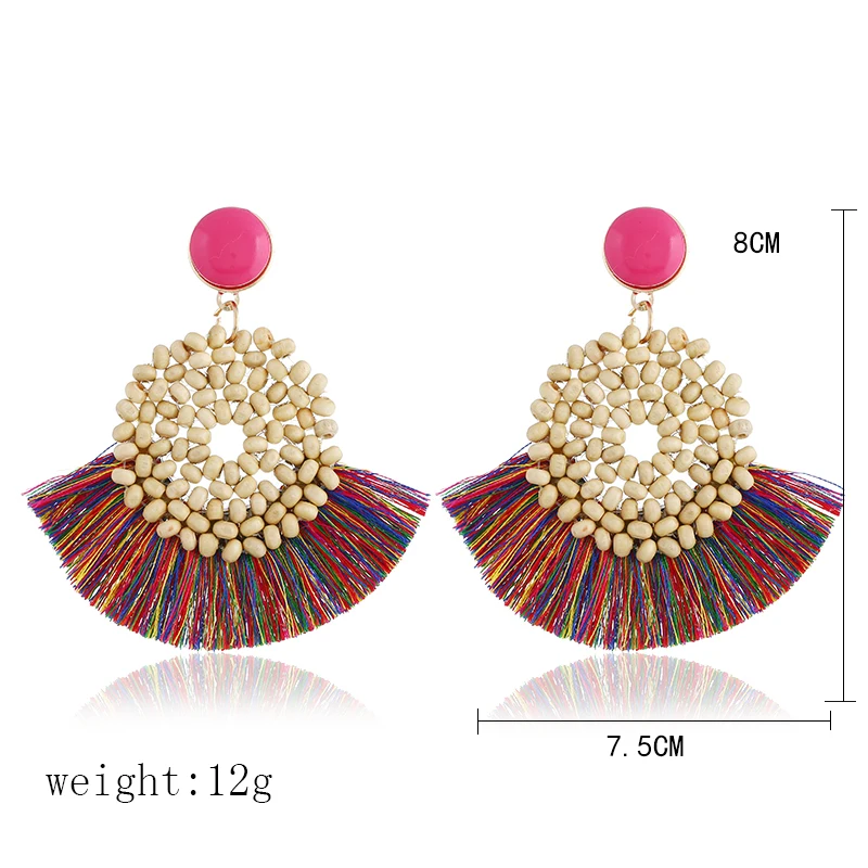 Boho полые круглые плетеные серьги из ротанга для женщин свадебные украшения 7