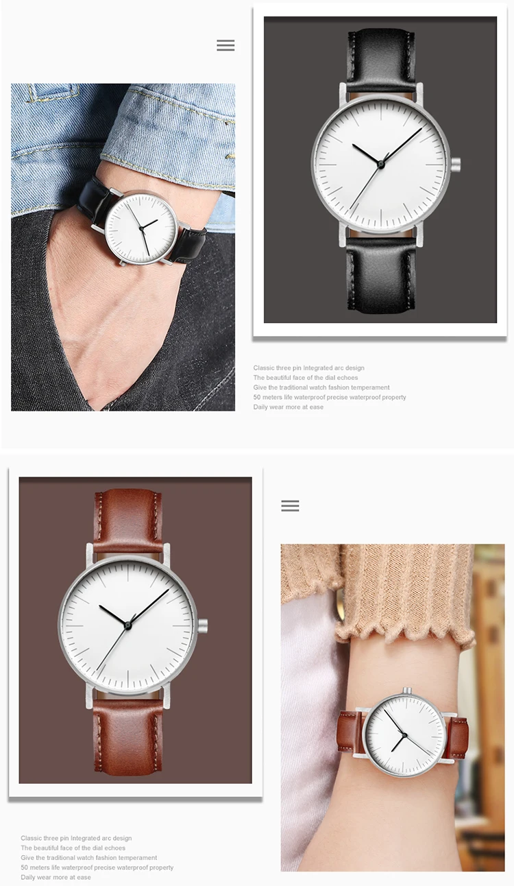 Bauhaus минималистичные стильные кожаные часы Swiss Rhonda 763 минимальное движение 36 мм нержавеющая сталь Meshbelt пара часов