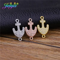 juya diy jewelry making supplies micro pave zircon cute anchor charms connectors accessories for women bracelets earrings making