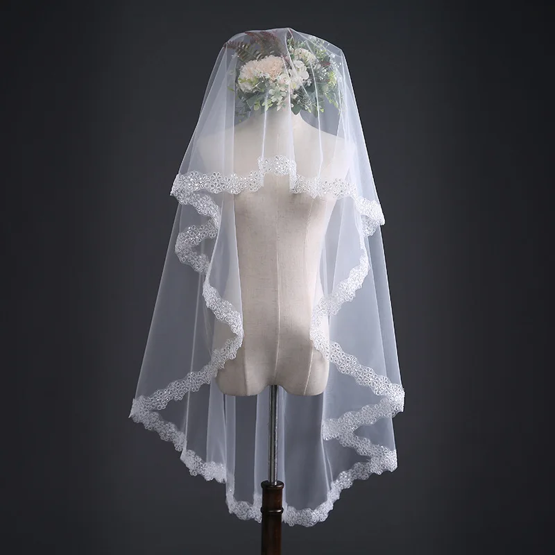 Свадебная вуаль 3 м с аппликацией из блесток и кромкой Velos Y Capas De Novia Mariee Длинная