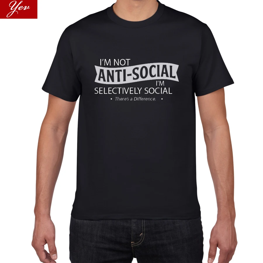 Мужская футболка из 100% хлопка I am not anti-social топы в стиле хип-хоп уличная одежда