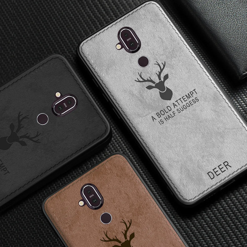 Для Nokia 8,1 чехол винтажный тканевый кожаный чехол с рисунком оленя для Nokia 5,1 6,1X7 тканевый чехол 6,1 Plus 7 Plus задняя крышка(E1226