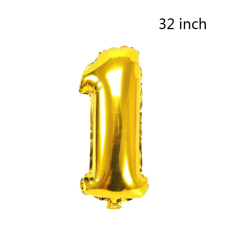 32 inch gold 1 Ребенок 1 первый день рождения девочка мальчик Воздушные шары Дети один год День рождения воздушные шары из фольги в виде цифр детская вечеринка украшения подарок - Цвет: 32 inch gold 1