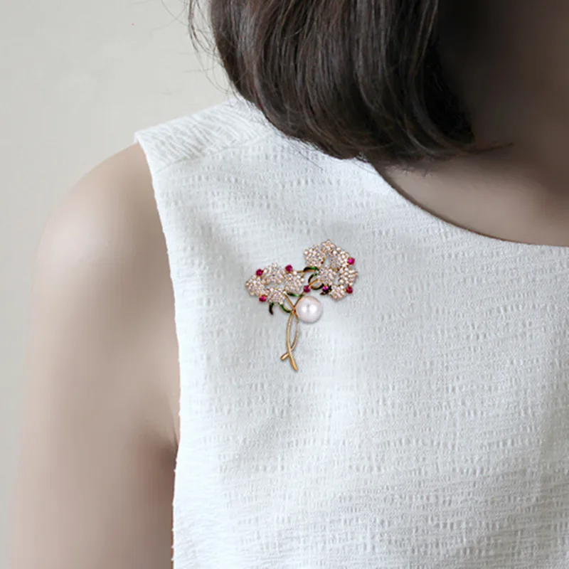 SINZRY handmade glaze cubic zircon freshwater pearl sweety flower elegant popular brooch pin lady scarves buckle | Украшения и