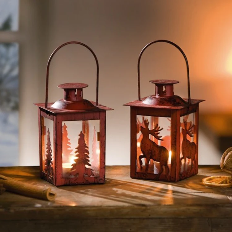 Christmas Decoration Candles Typhoon Lanterns Trees Deer And Elk Decorations Red | Дом и сад