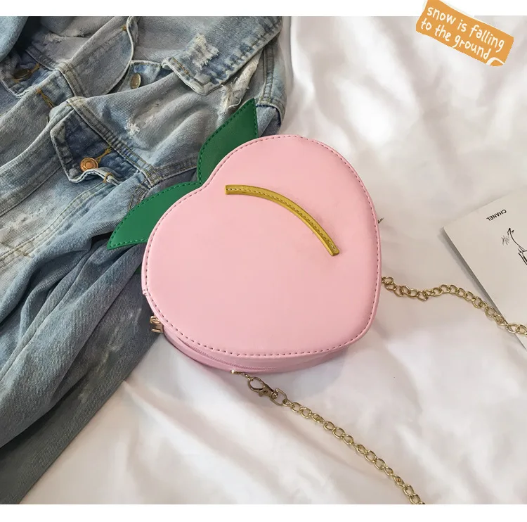 Fun Fashion Fruit Design Peach Watermelon Avocado Pu Leather Ladies Shoulder Bag Tote Crossbody Mini Messenger Bag Flap Handbag