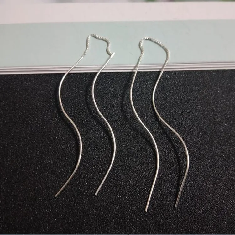 Женские серьги-подвески серебряного цвета длинные висячие украшения для ушей с