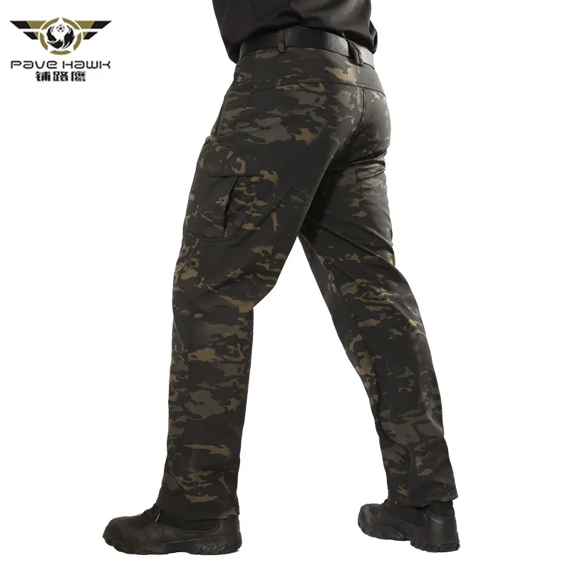 Тактические Военные камуфляжные брюки Shark Skin Softshell мужские зимние армейские