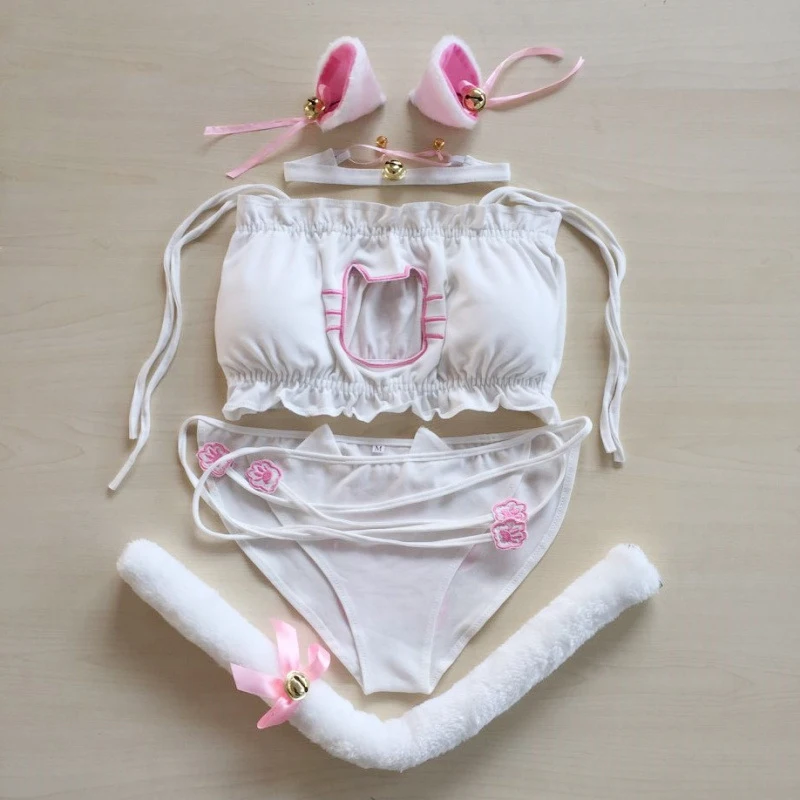 5 шт./компл. костюмы для косплея с изображением аниме девушки кошки кролика