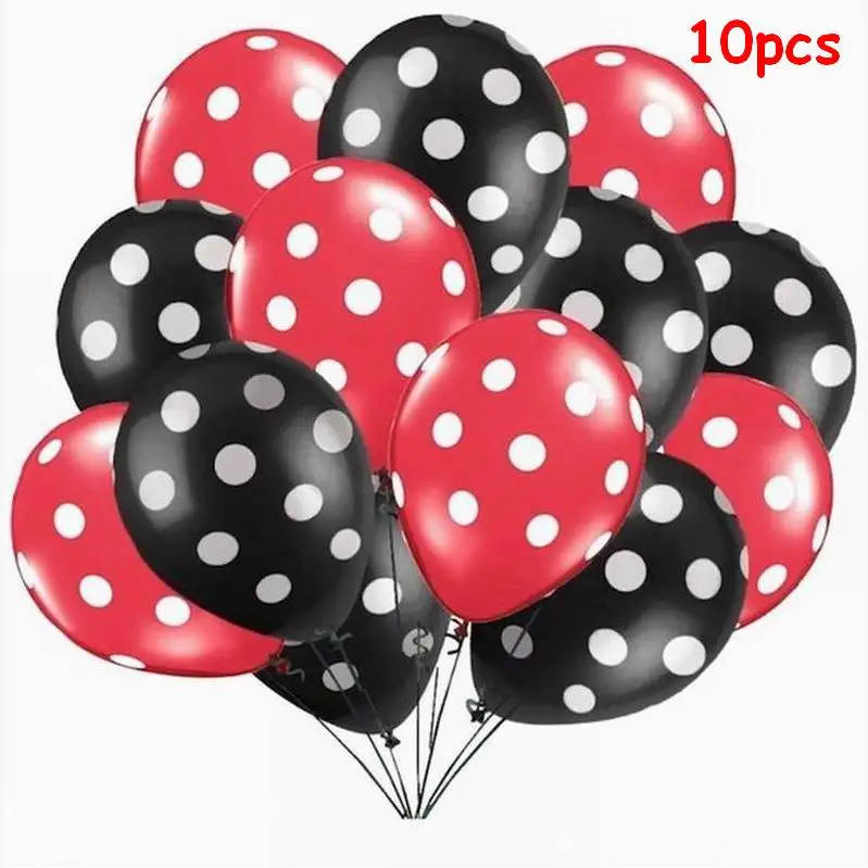 red black dot 8 шт с Микки Маусом и Минни Маус комплект Мышь шарик из фольги в форме baby shower вечерние писчая бумага globos детские игрушки для happy birthady вечерние украшения - Цвет: red black dot