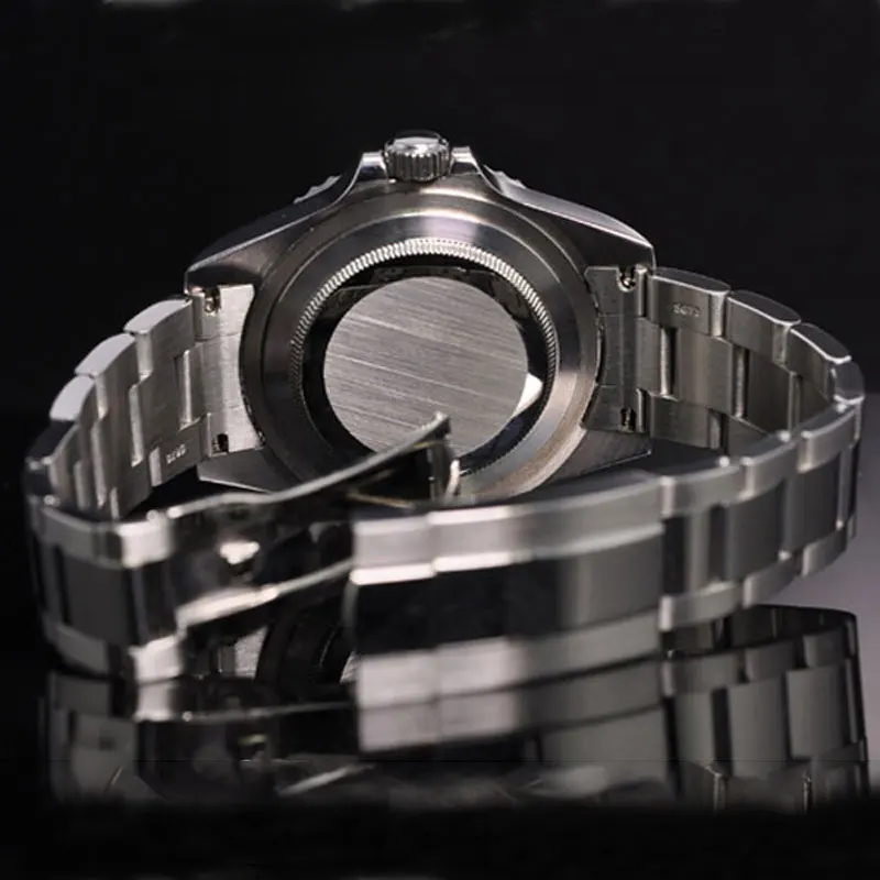 Без логотипа 42 мм Parnis черный стерильный циферблат светящиеся отметки SEA Homage