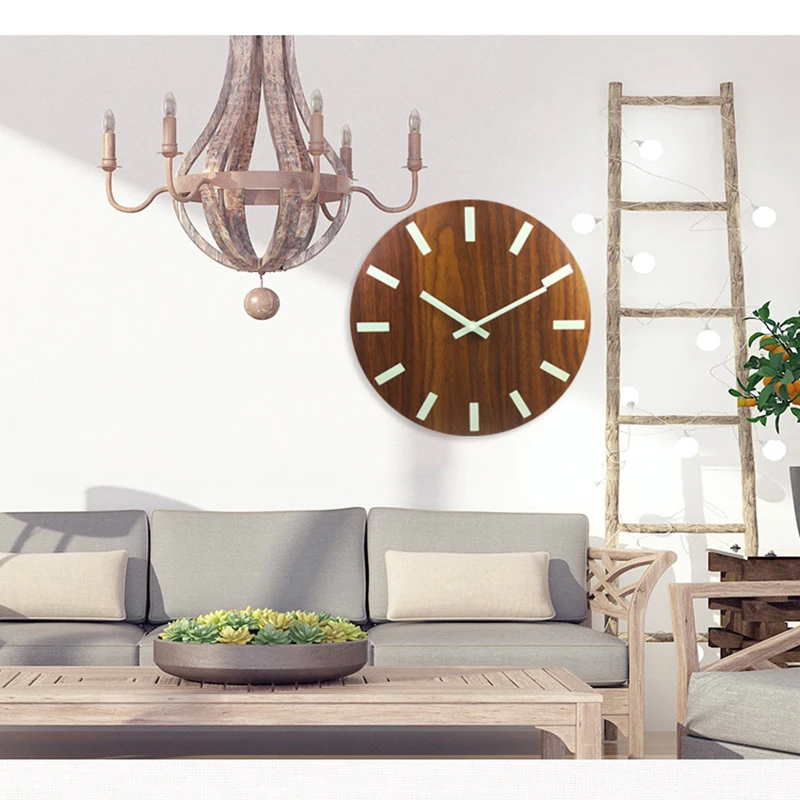 Настенные часы 12 дюймов светящиеся бесшумные кварцевые домашние украшения