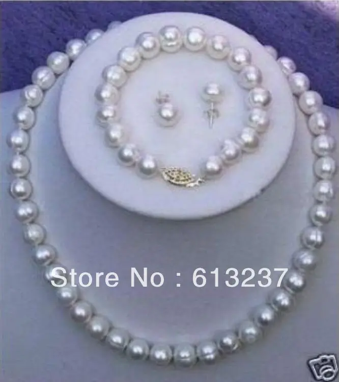 

hot new Fashion Style diy 7-8mm Real White Cultured Pearl Necklace Bracelet Earring Set MY4289