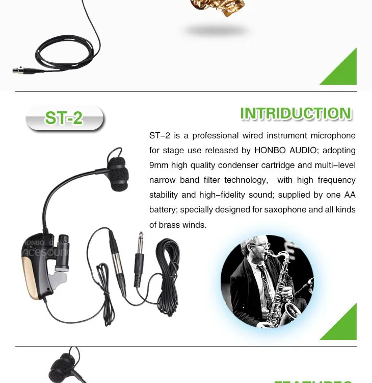 ACEMIC ST-2 высококачественный профессиональный саксофон Микрофон проводной музыкальный инструмент микрофон проводной микрофон 5 м длина кабеля
