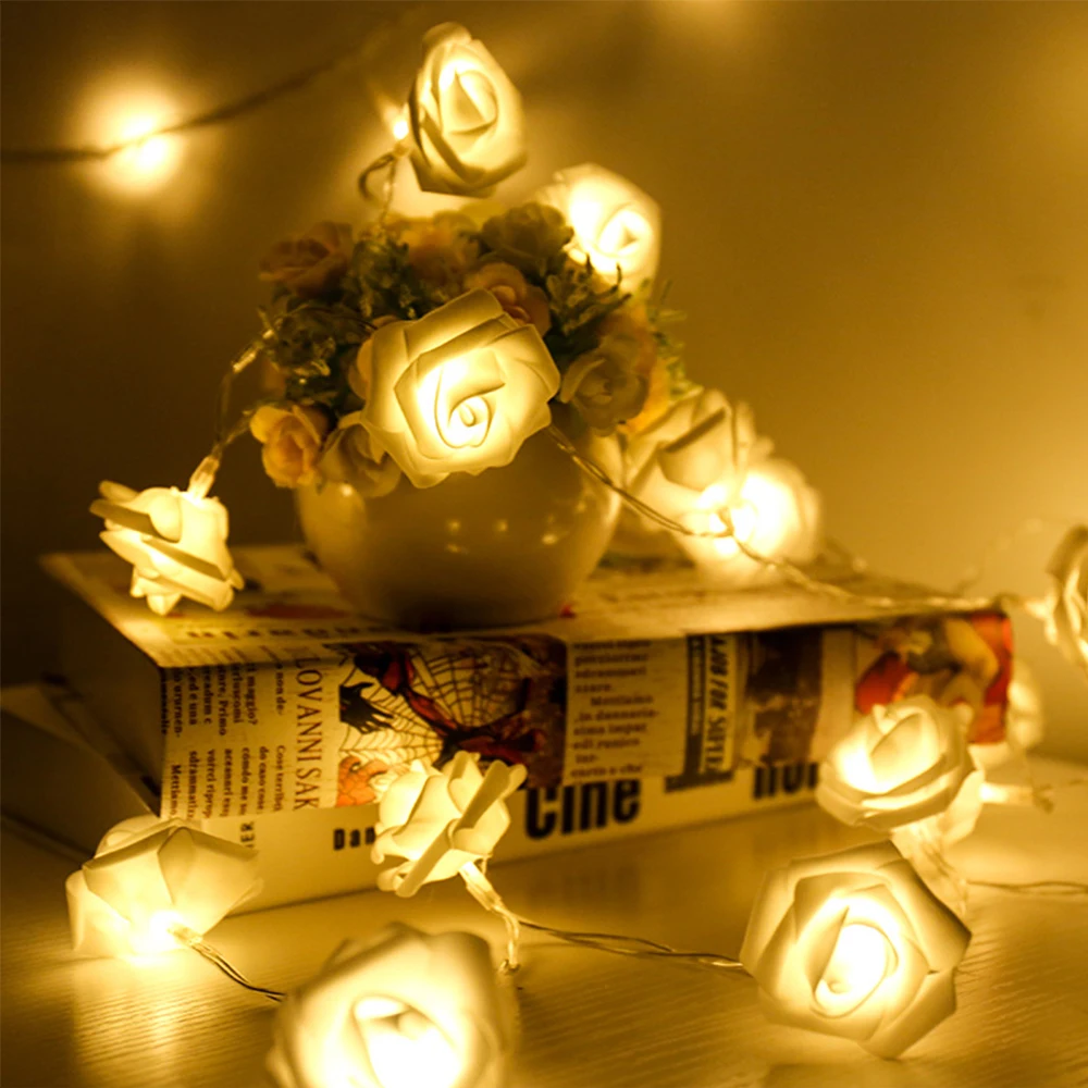 HUSUYUHU светодиодные гирлянды с розовым цветком для свадьбы Дня Святого Валентина