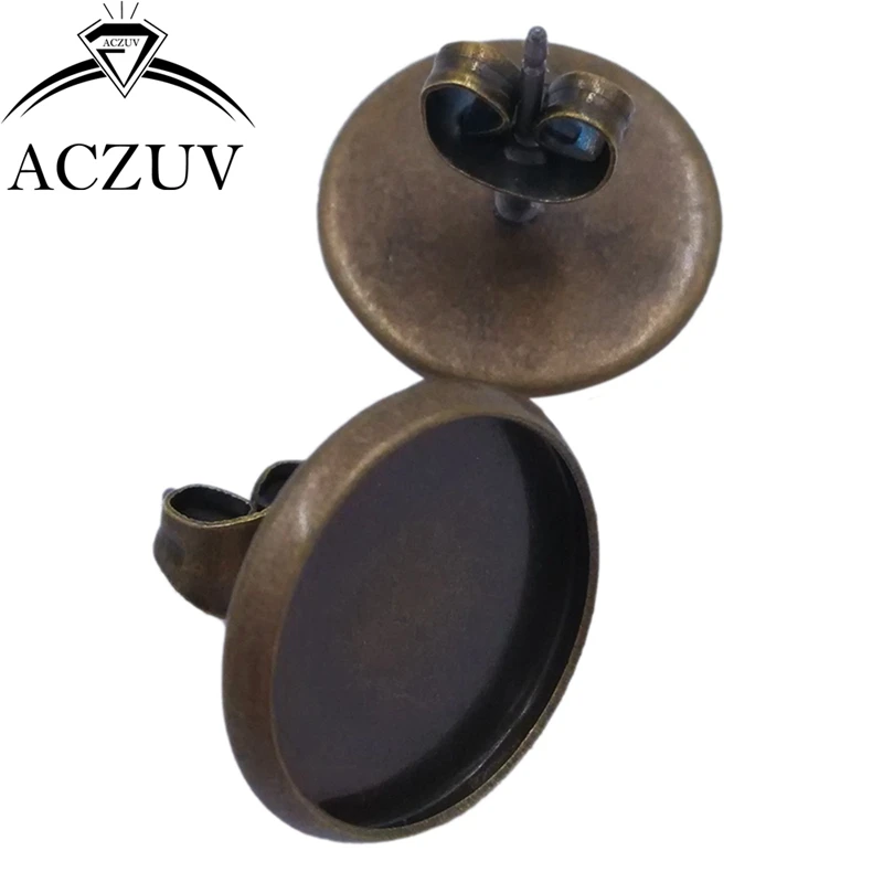 200 шт./лот 8 мм 10 12 14 16 пустые серьги-гвоздики с фиксаторами ободок кабошон базовые