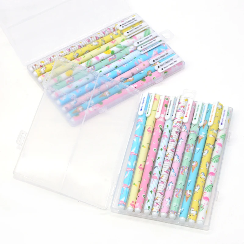 10 шт./партия гелевая ручка с единорогом Stylo Licorne lapicэконоы Kawaii Flower Kalemler Gelpennen Animal