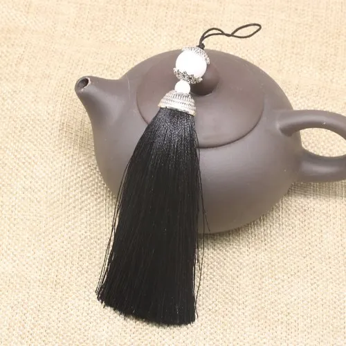 Black 1pcs 1 шт. одноцветная кисточка сплав ключ кисточка с бисером мягкие шторы одежда домашний текстиль закладки украшения 17 см длиной - Цвет: Black 1pcs