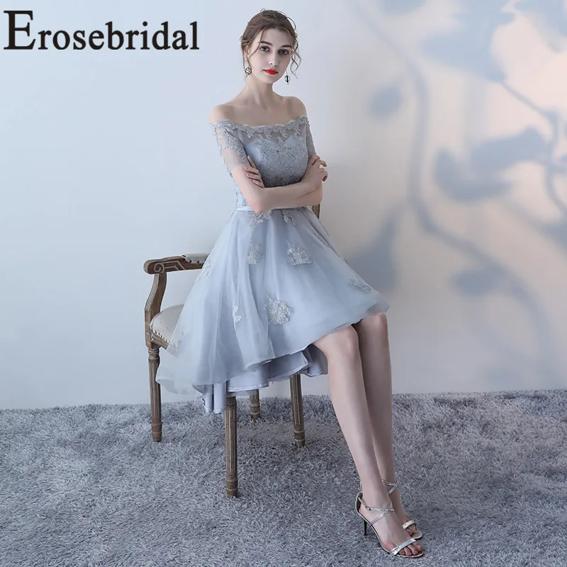 Erosebridal/платье для выпускного вечера с низким вырезом, новинка, вечерние платья со шнуровкой на спине, простая аппликация, лиф, короткий рукав, 48 часов
