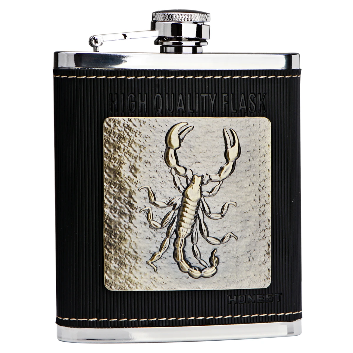

High grade Men's 304 stainless steel flask,portable outdoor small hip flask 7 oz scorpion wine set
