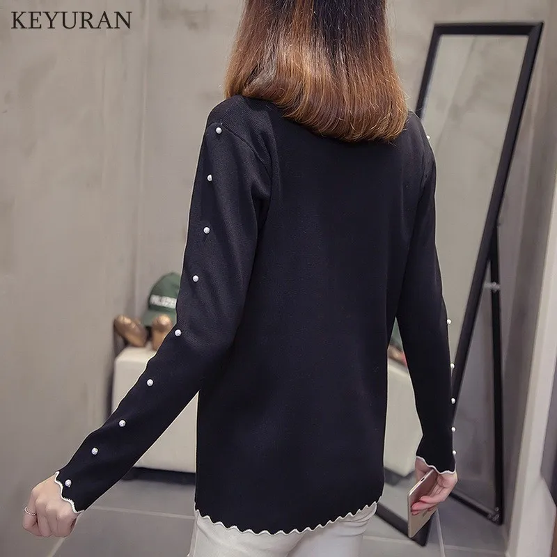 Plus Size 4XL 2021 Women Pearl Beading Sweater Spring Autumn New Fashion Jumper Knitted Tops Pullover Sweaters Pull Femme | Женская