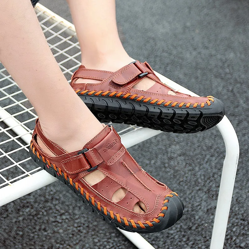 Летние римские сандалии мужские туфли ручная работа высокое качество пляжная