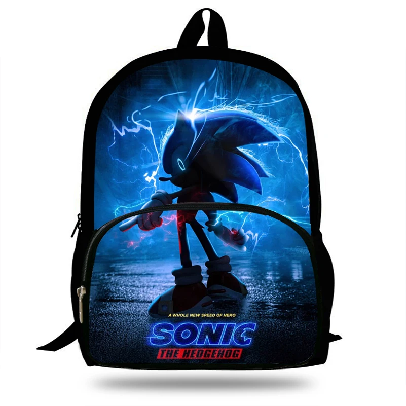 16 дюймов, детский школьный рюкзак Mochila с рисунком, Sonic Bookbag, Hedgehdg, для мальчиков и девочек, рюкзак для подростков