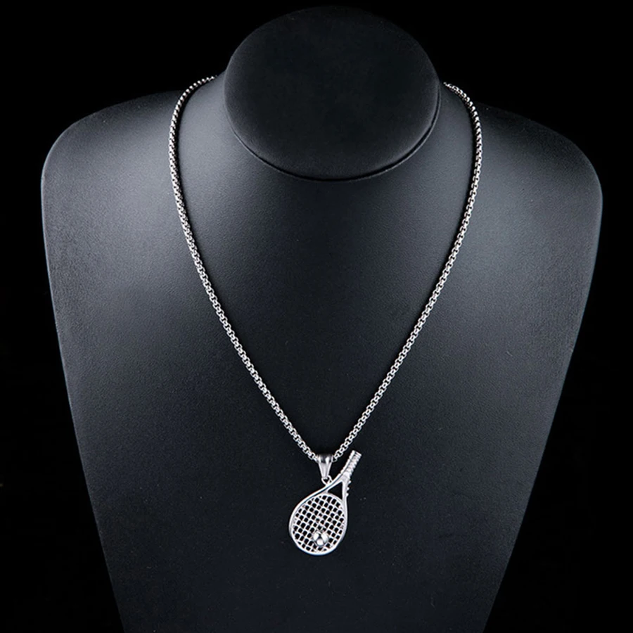 Новинка теннисная ракетка HOBBORN мужское ожерелье 316L из нержавеющей стали высокая