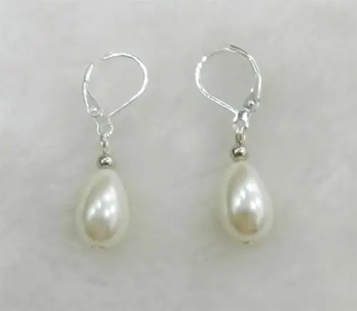 Серьги подвески с искусственным жемчугом Akoya 9 х13 мм|pearl necklace|shell pearlearrings necklace |