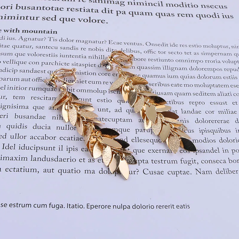 Богемные этнические винтажные медные серьги с листьями и блестками длинные