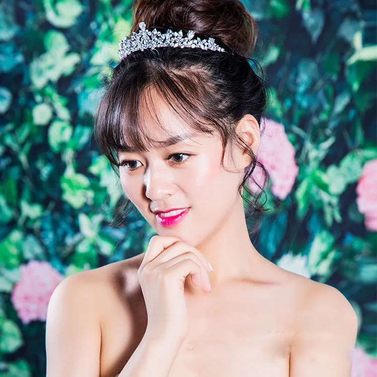 Свадебная тиара SLBRIDAL с кубическим цирконием повязка на голову для невесты