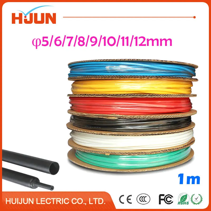 1 м/лот 2:1 черная термоусадочная трубка прозрачная обмоточная проволока 5 мм 6 7 8 9 10