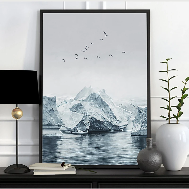 Современный минималистичный Приморский Пейзаж для серфинга ледяной снег Холст