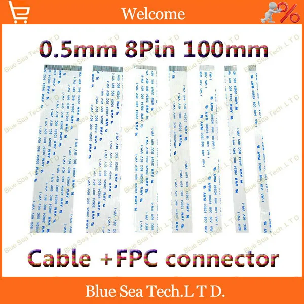20 компл./лот FFC/FPC 0 5 мм 8pin 100 Гибкий плоский кабель + FPC 8Pin флип разъем Бесплатная