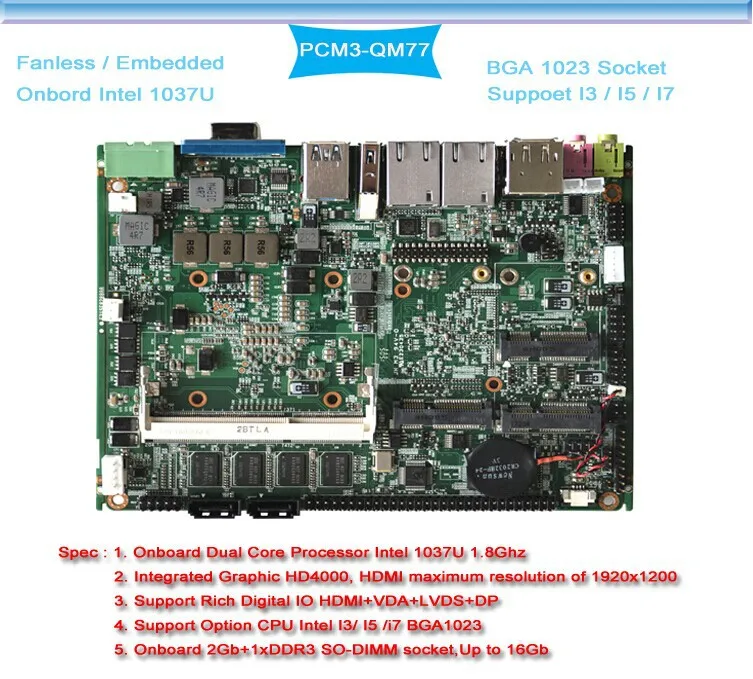 Материнская плата 3 5 дюйма Intel core i7 3537U процессор безвентиляторная Промышленная