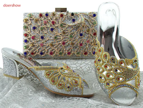 Doershow Хорошее качество дизайна в африканском стиле на высоком каблуке и сумочка