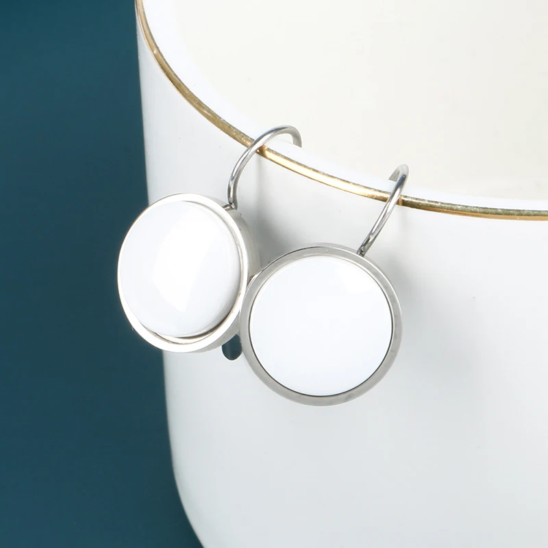 2019 Новые Классические женские серьги круглой формы белые здоровые керамические