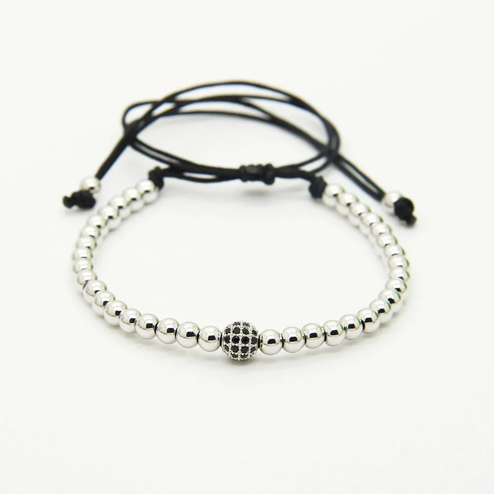 Ailatu микро закрепки Cz браслет с шариком макраме 4 мм из нержавеющей стали высокое