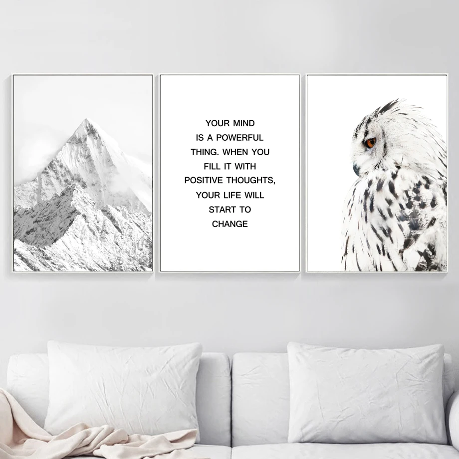 Сова цитаты горная стена искусство холст живопись плакаты на скандинавскую тему