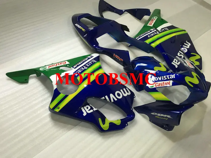 Высокого качества комплект обтекателей для HONDA CBR600F4I 01 02 03 CBR600 F4I CBR 600 F4I 2001 2002 2003 ABS синий зеленый Обтекатели+ подарки HA56
