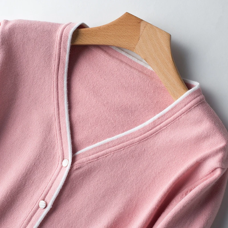 Женский Кашемир Весна и осень Подбор цветовВыбор кардигана с V-образным вырезом