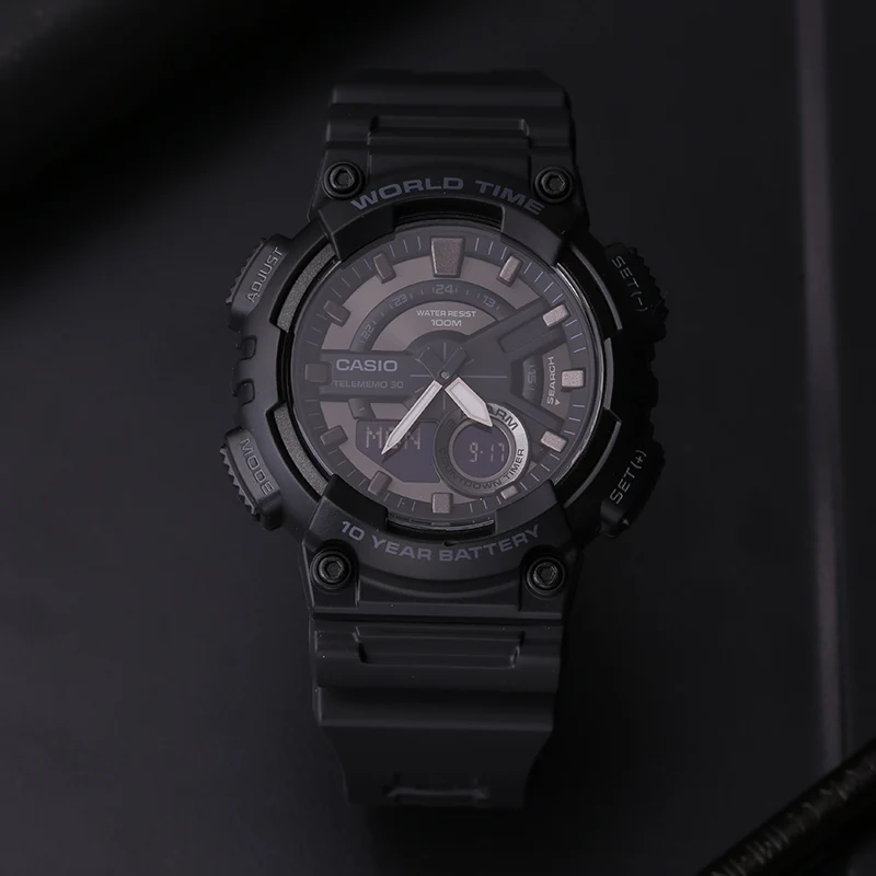 Casio Часы спортивные серии Мода двойной дисплей многофункциональные электронные мужские часы AEQ-110W-1B