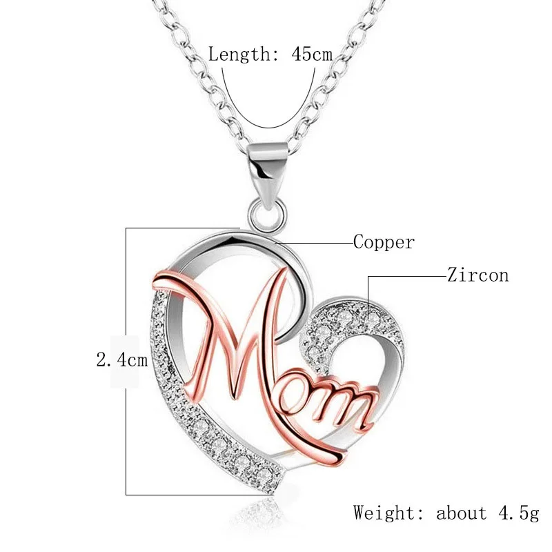 Женское ожерелье с кулоном в виде сердца розовое золото серебро|Ожерелья