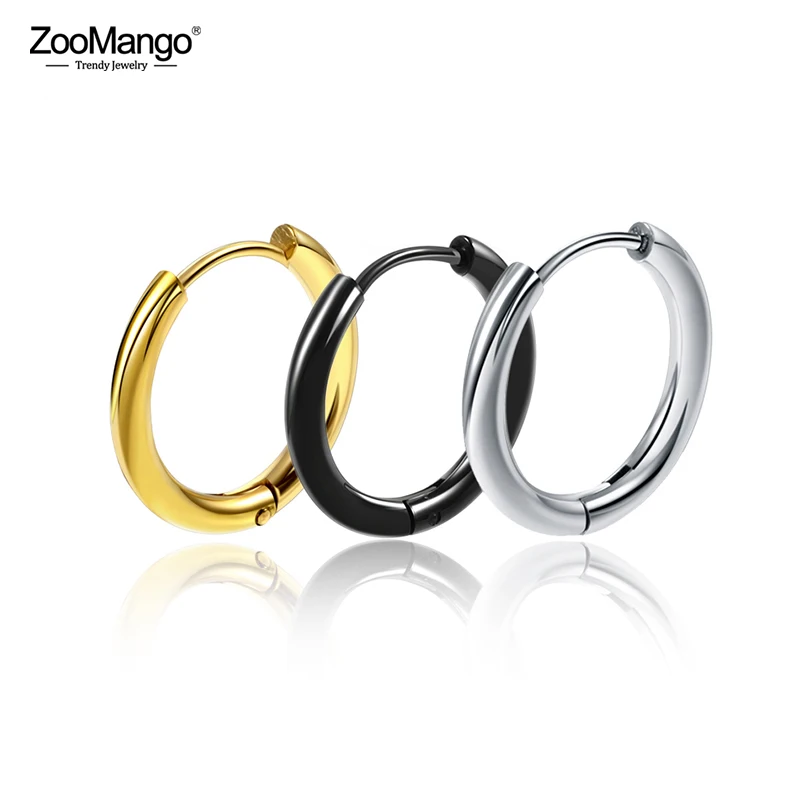ZooMango Модные Серьги 2 5 мм Широкие Круглые серьги из нержавеющей стали 3 цвета